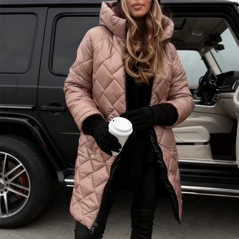 Narella - Longline Quilted Hooded Coat