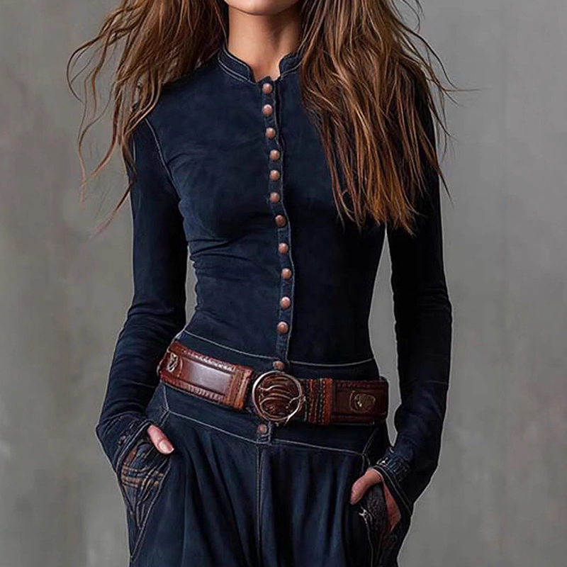 Irene - Button-Front Patchwork Dress