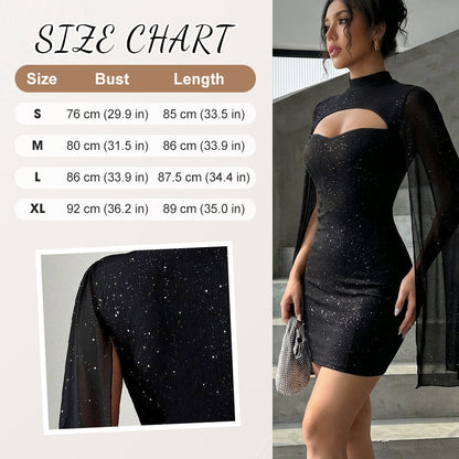 Amelise - Chiffon Cape Cocktail Dress