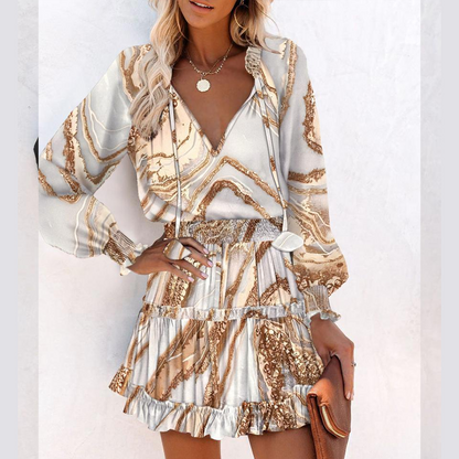 Maryann - Ruffled Tie-Front Mini Dress