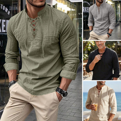 Emery - Laced-Neck Cotton-Blend Shirt