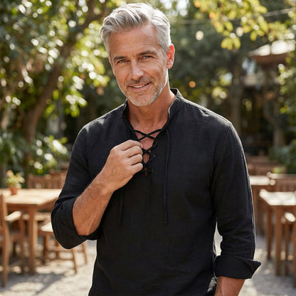 Emery - Laced-Neck Cotton-Blend Shirt