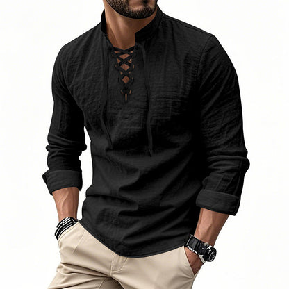 Emery - Laced-Neck Cotton-Blend Shirt