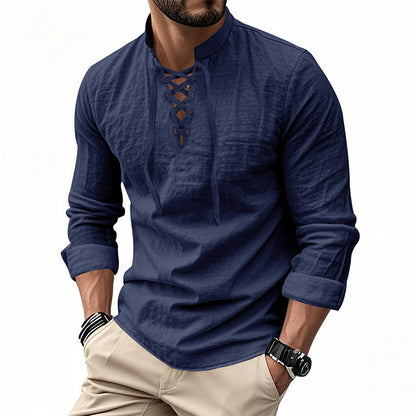 Emery - Laced-Neck Cotton-Blend Shirt