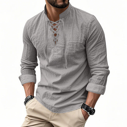 Emery - Laced-Neck Cotton-Blend Shirt
