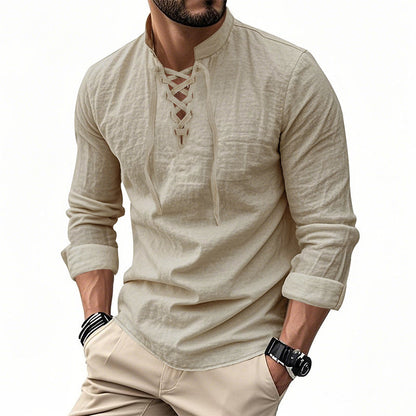Emery - Laced-Neck Cotton-Blend Shirt