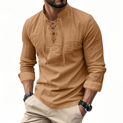 Emery - Laced-Neck Cotton-Blend Shirt