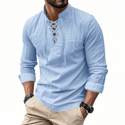 Emery - Laced-Neck Cotton-Blend Shirt