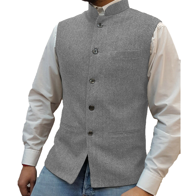 Melvin - Chevron High-Collar Waistcoat