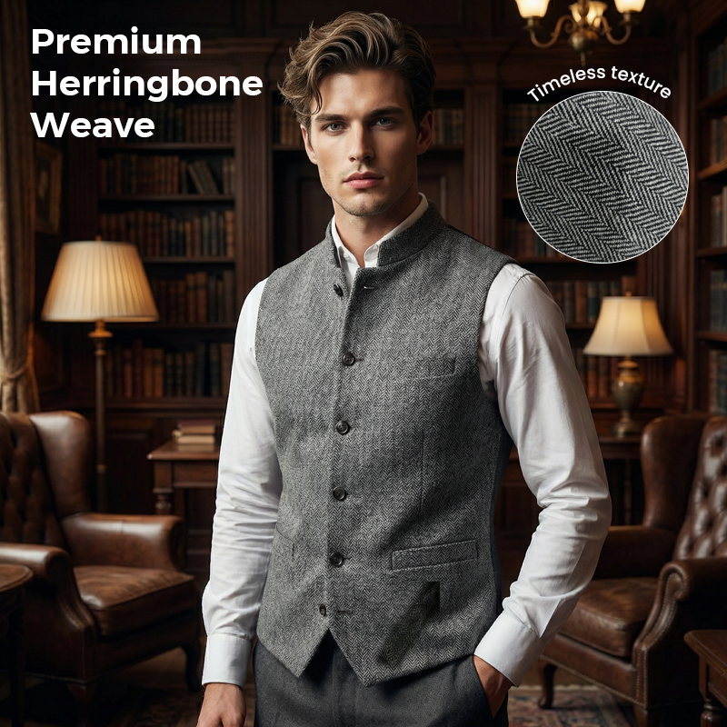 Melvin - Chevron High-Collar Waistcoat