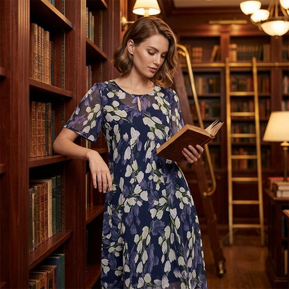 Leanna - Floral Double-Layer Chiffon Dress