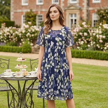 Leanna - Floral Double-Layer Chiffon Dress
