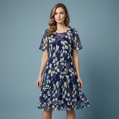 Leanna - Floral Double-Layer Chiffon Dress
