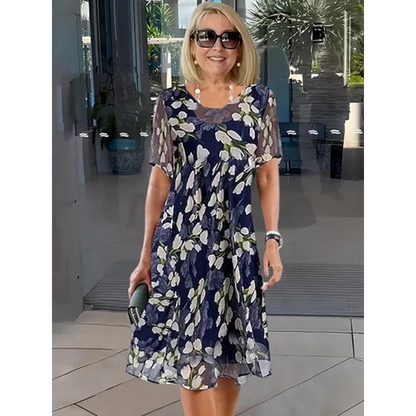 Leanna - Floral Double-Layer Chiffon Dress