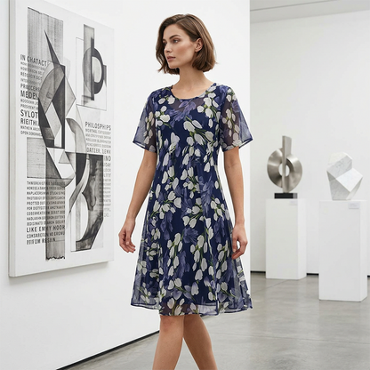 Leanna - Floral Double-Layer Chiffon Dress