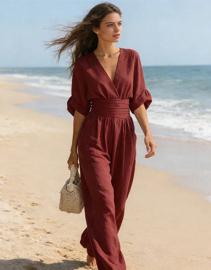 Rita - V-Neck Wide-Leg Jumpsuit