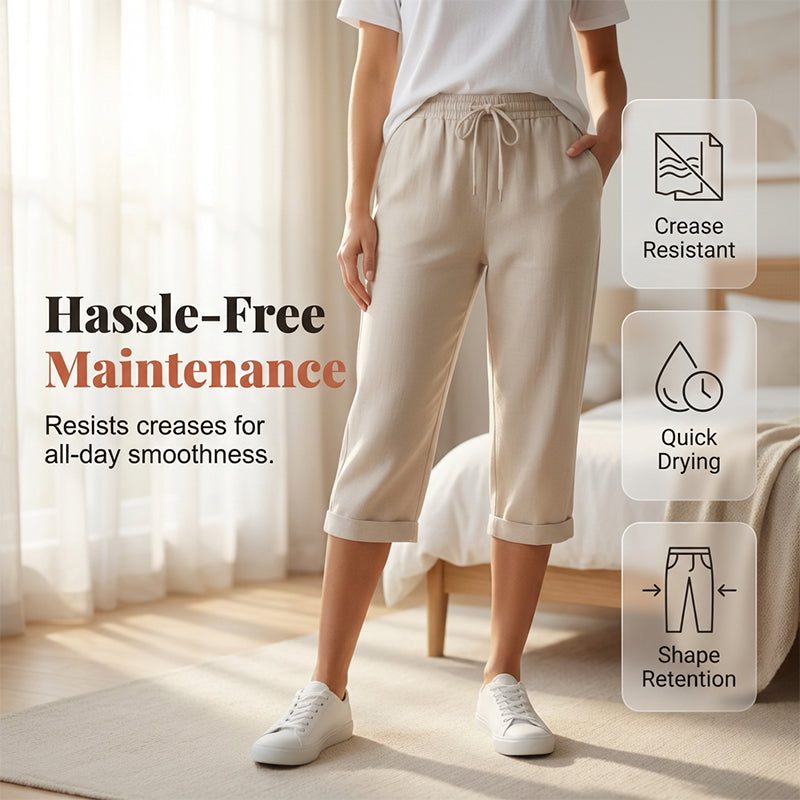 Hazel - Rolled-Cuff Cropped Pants