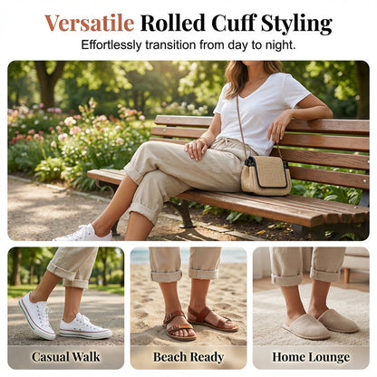 Hazel - Rolled-Cuff Cropped Pants