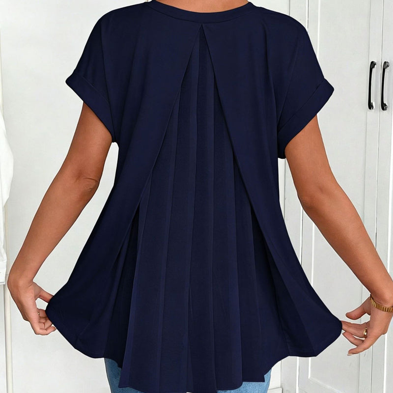 Amber - Pleat-Back Short-Sleeve Top
