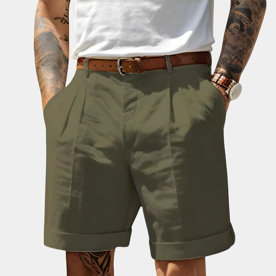 Kendrick - Pleated Cuffed Bermuda Shorts