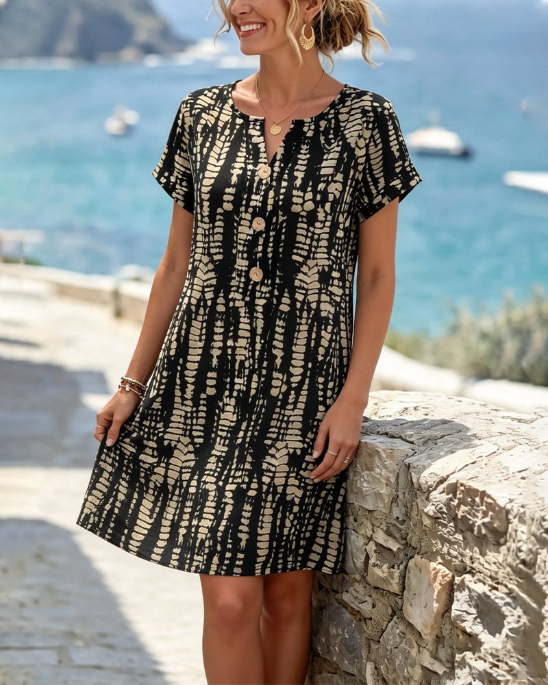 Nikki - Buttoned Colour-Block Dress