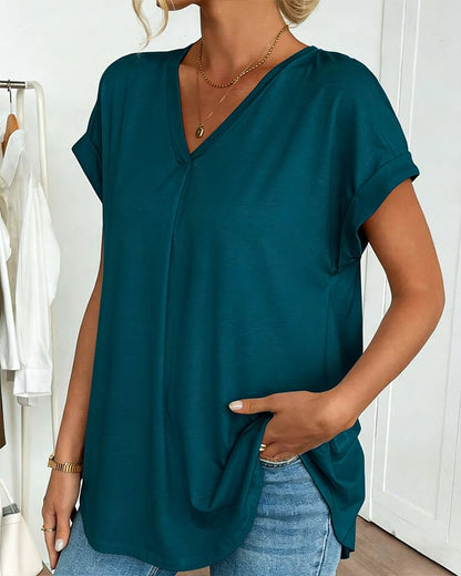 Neva - Patchwork V-Neck T-Shirt