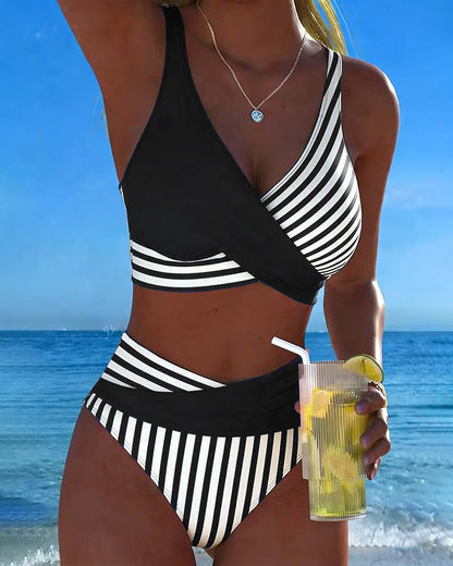 Nerissa - Striped High-Cut Bikini Set