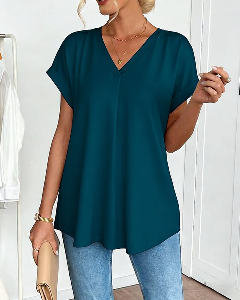 Neva - Patchwork V-Neck T-Shirt