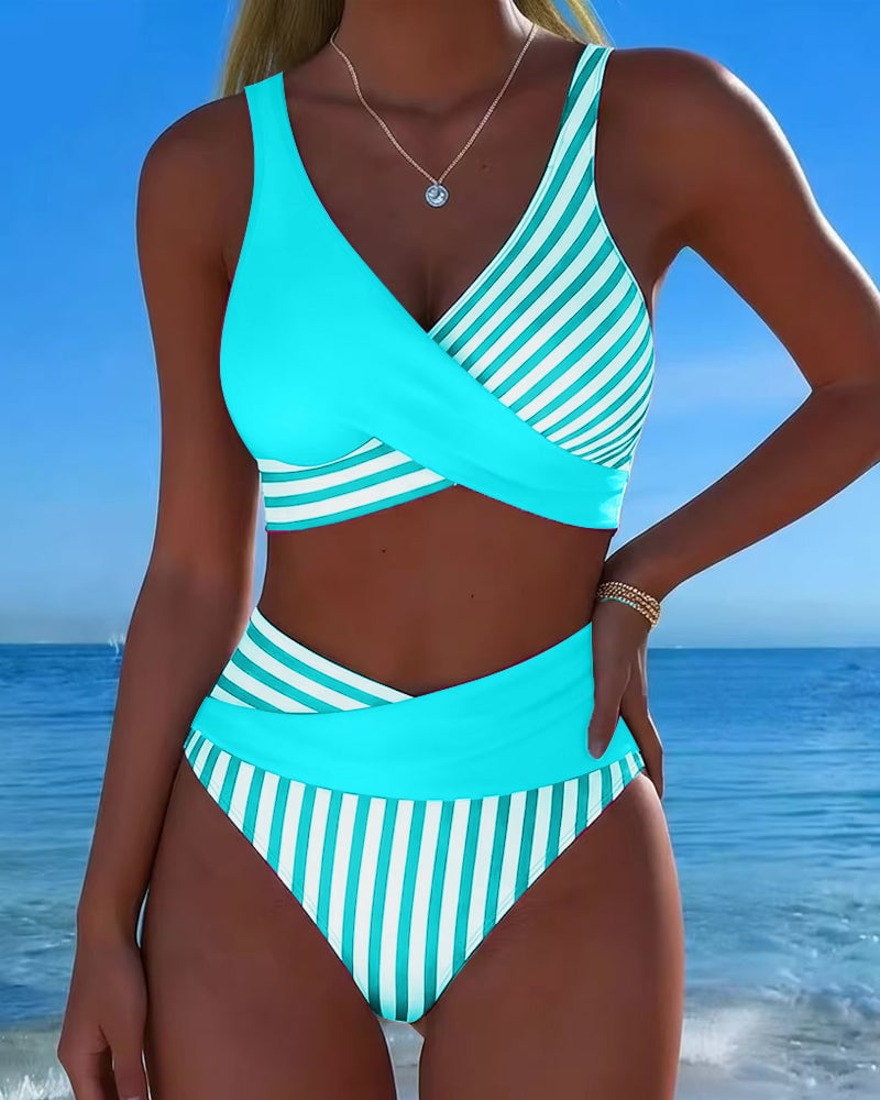 Nerissa - Striped High-Cut Bikini Set