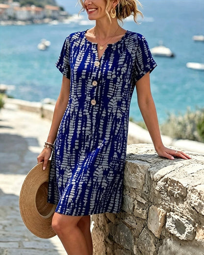Nikki - Buttoned Colour-Block Dress