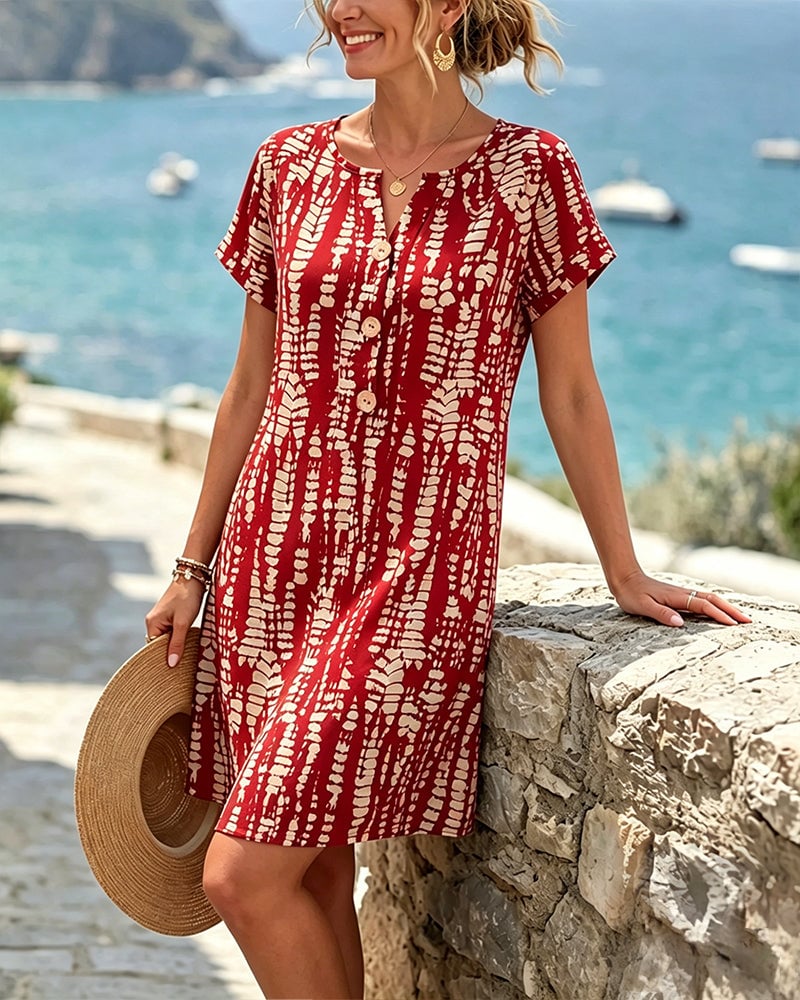 Nikki - Buttoned Colour-Block Dress