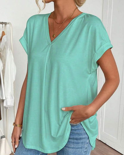 Neva - Patchwork V-Neck T-Shirt