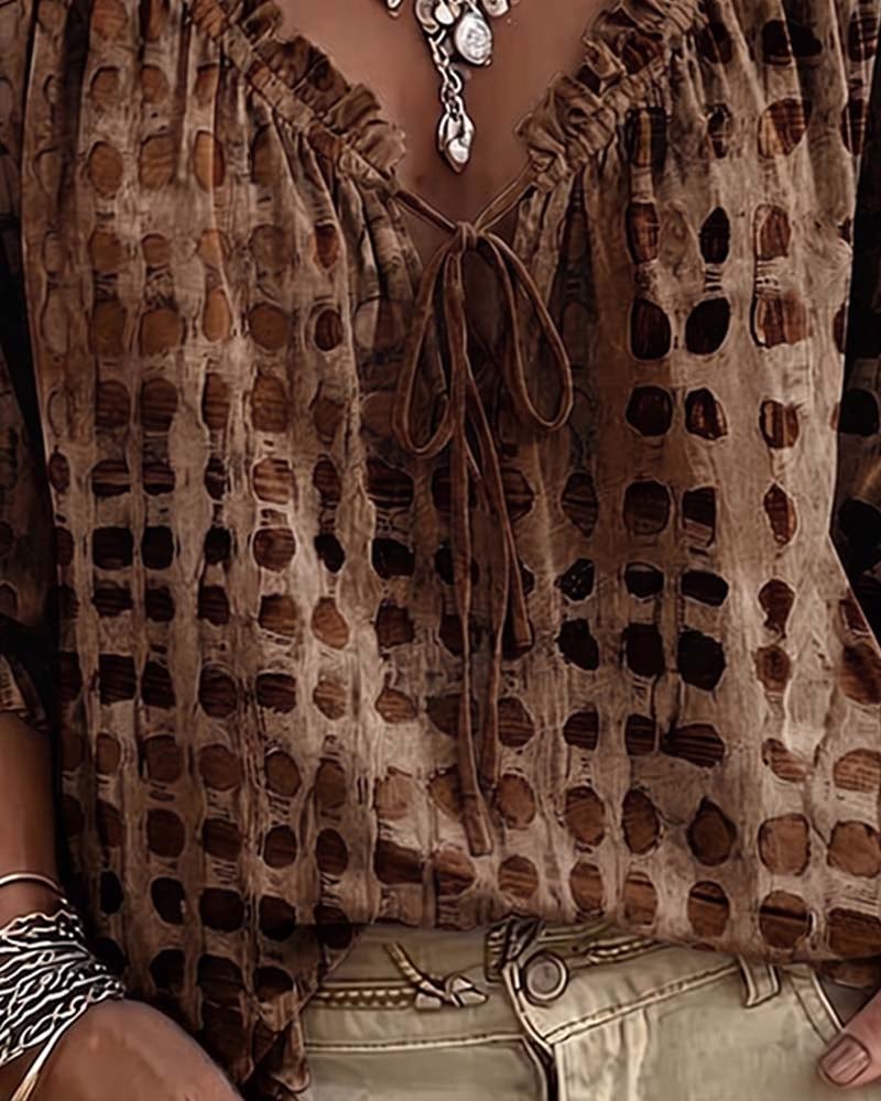 Alyssa - Polka Dot Lace-Up Blouse