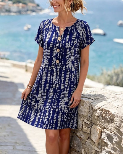 Nikki - Buttoned Colour-Block Dress