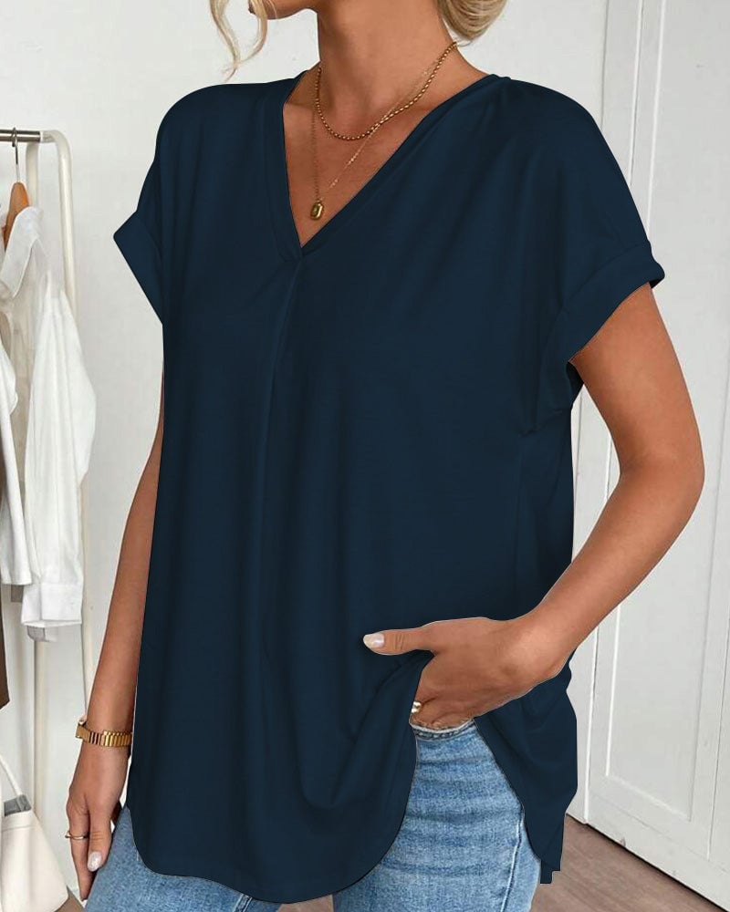Neva - Patchwork V-Neck T-Shirt