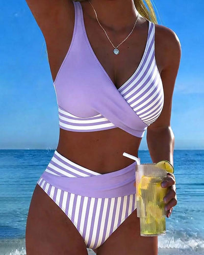 Nerissa - Striped High-Cut Bikini Set