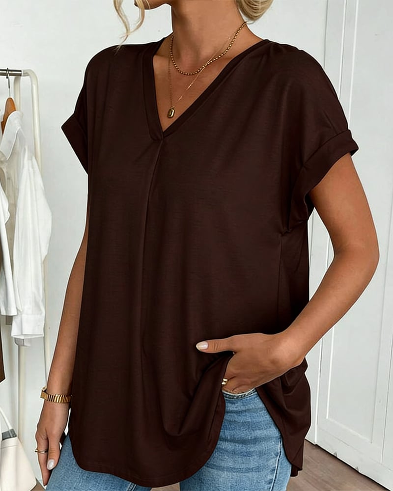 Neva - Patchwork V-Neck T-Shirt