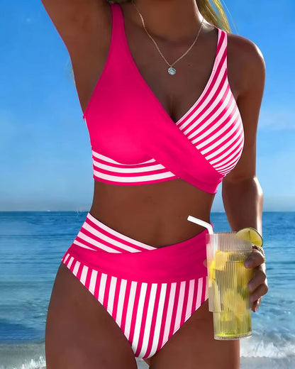 Nerissa - Striped High-Cut Bikini Set