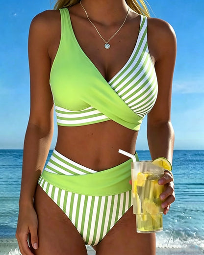 Nerissa - Striped High-Cut Bikini Set