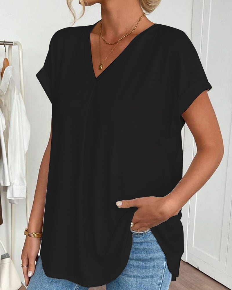 Neva - Patchwork V-Neck T-Shirt