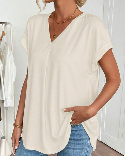 Neva - Patchwork V-Neck T-Shirt