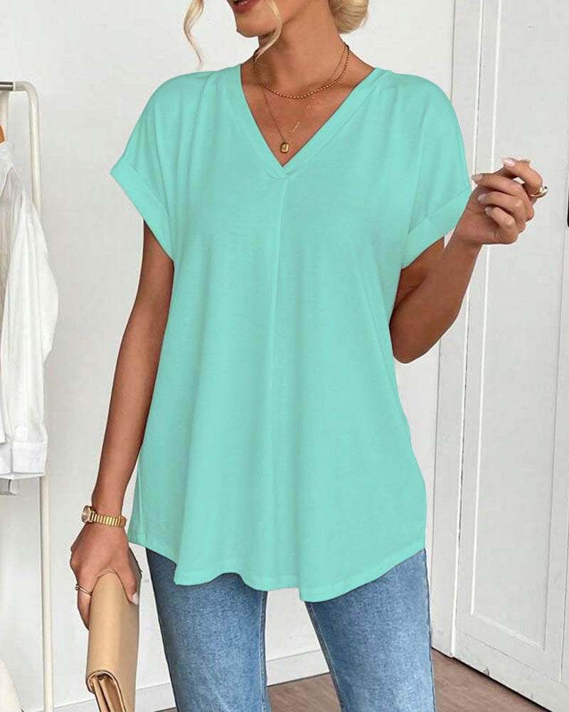Neva - Patchwork V-Neck T-Shirt