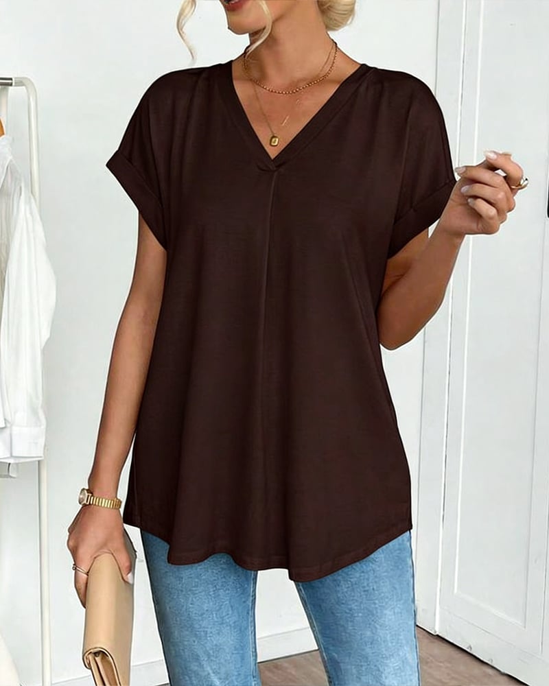Neva - Patchwork V-Neck T-Shirt