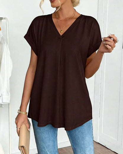 Neva - Patchwork V-Neck T-Shirt