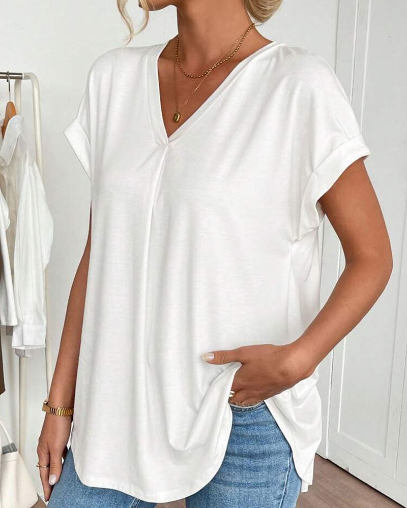 Neva - Patchwork V-Neck T-Shirt