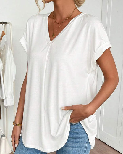 Neva - Patchwork V-Neck T-Shirt