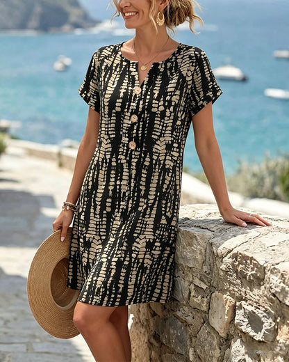 Nikki - Buttoned Colour-Block Dress