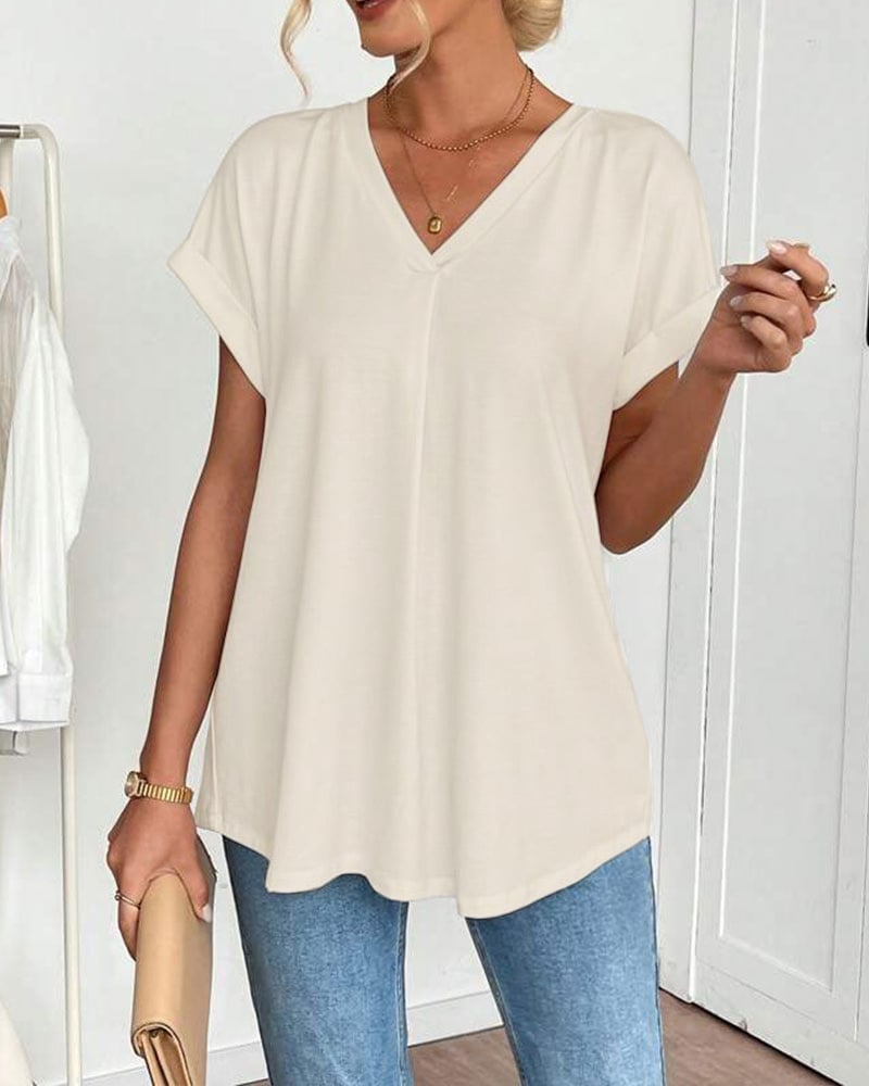 Neva - Patchwork V-Neck T-Shirt