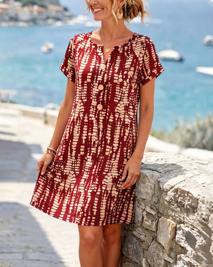 Nikki - Buttoned Colour-Block Dress
