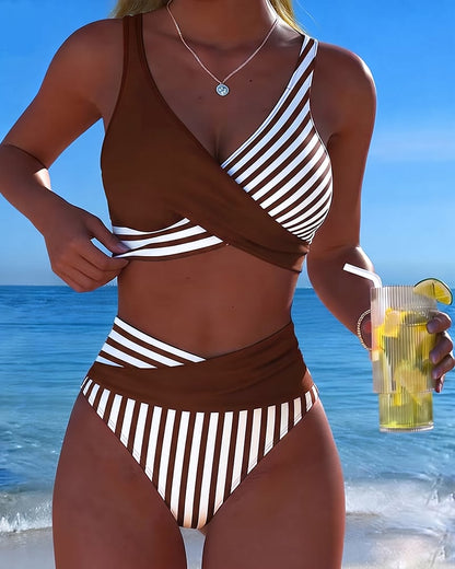 Nerissa - Striped High-Cut Bikini Set